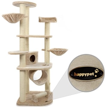 Happypet® CAT021 Kratzbaum Katzenbaum mittelhoch 1,86 m hoch Beige - 3