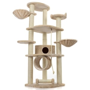 Happypet® CAT021 Kratzbaum Katzenbaum mittelhoch 1,86 m hoch Beige - Kratzbäume