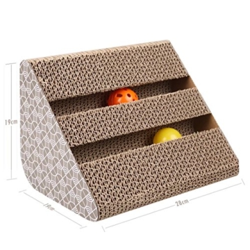 ubest Kratzbrett für Katzen mit Katzenminze, 28*19*19CM, Dreieck Kratzbaum, Kratzmöbel, Haustier Spielzeug - 2