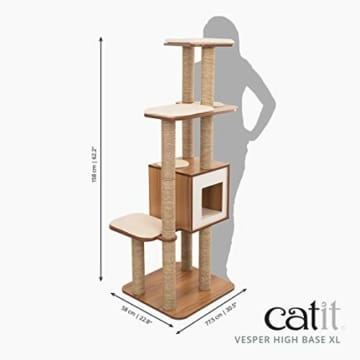 Catit Kratzbaum Vesper High Base XL, Holz + Seegras, Naturkratzbaum