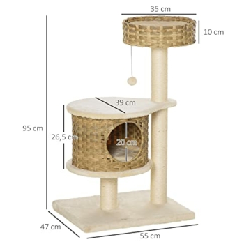 Rattan Kratzbaum PawHut - modern, platzsparend, langlebig