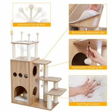 Holzkratzbaum PAWZ Road - Luxus Schloss - Kratzbaum aus Holz - 130 cm hoch