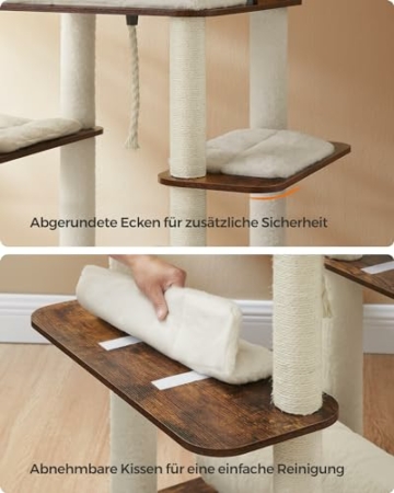 Moderner Kratzbaum 197 cm, XXL, sehr stabil von Feandrea, weiss - vintagebraun
