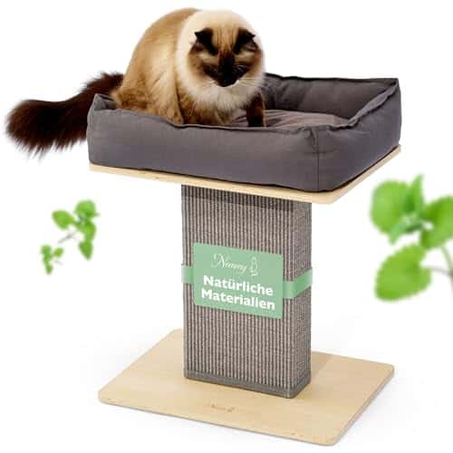Nemmy Natur Kratzbaum Premium, klein aber stabil mit Katzenbett | Kratzbaum -Welt.de